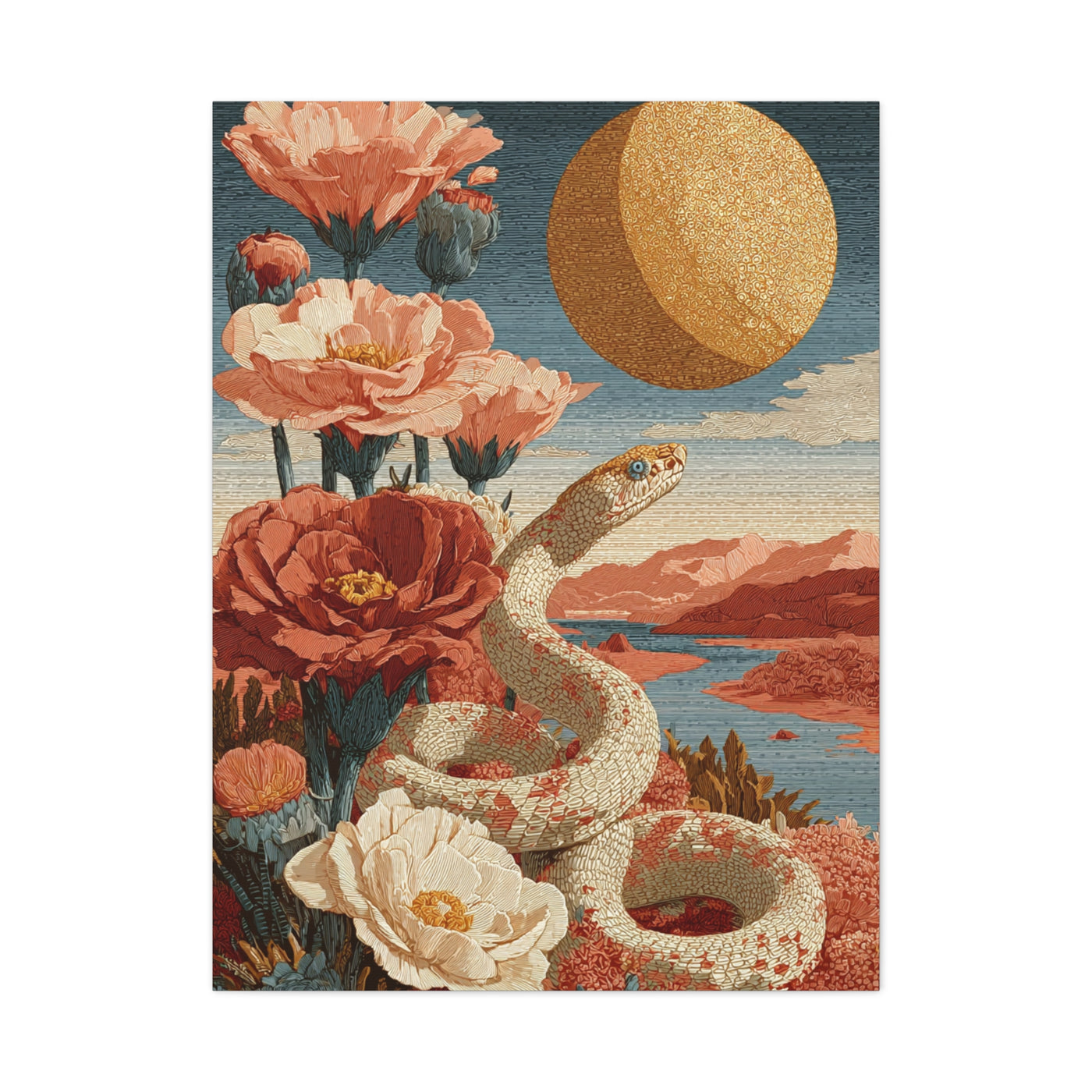 Celestial Desert Snake Folk Wall Art & Canvas Print