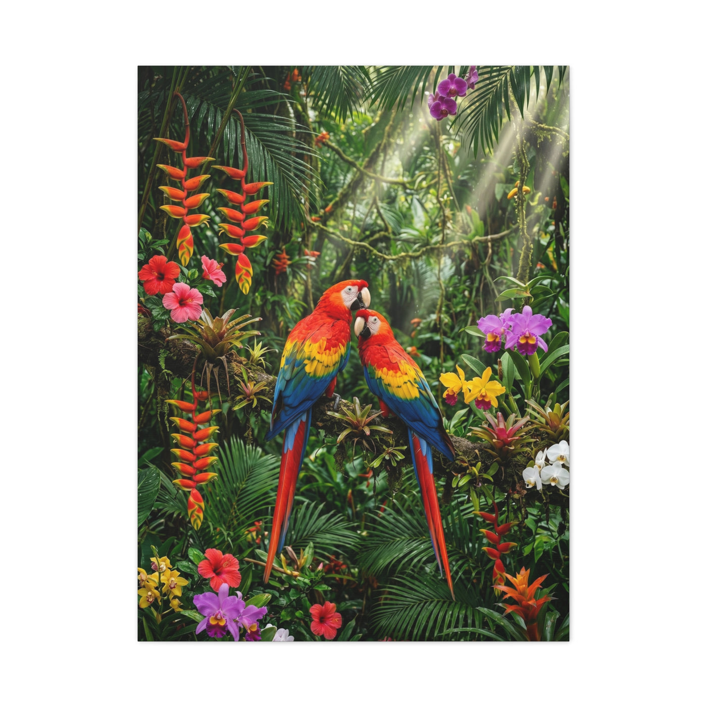 Vibrant Jungle Parrot Paradise Tropical Wall Art & Canvas Print