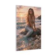 Golden Sunset Shore Mermaid Wall Art & Canvas Print