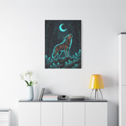 Moonlit Forest Wolf Neon Outline Scene Wall Art & Canvas Print