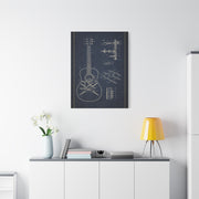 Acoustic Guitar Blueprint Study Wall Art & Canvas Print