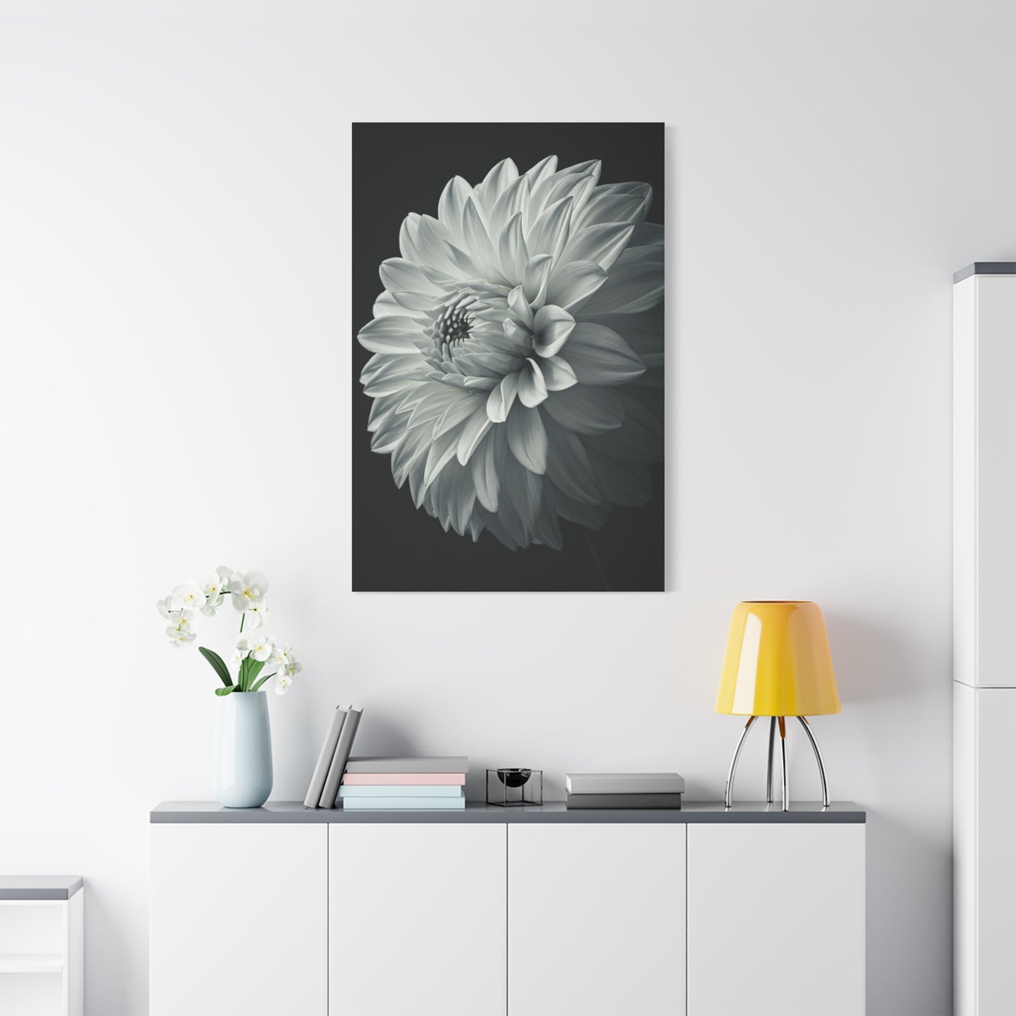 Silver Dahlia Blossom Wall Art & Canvas Prints