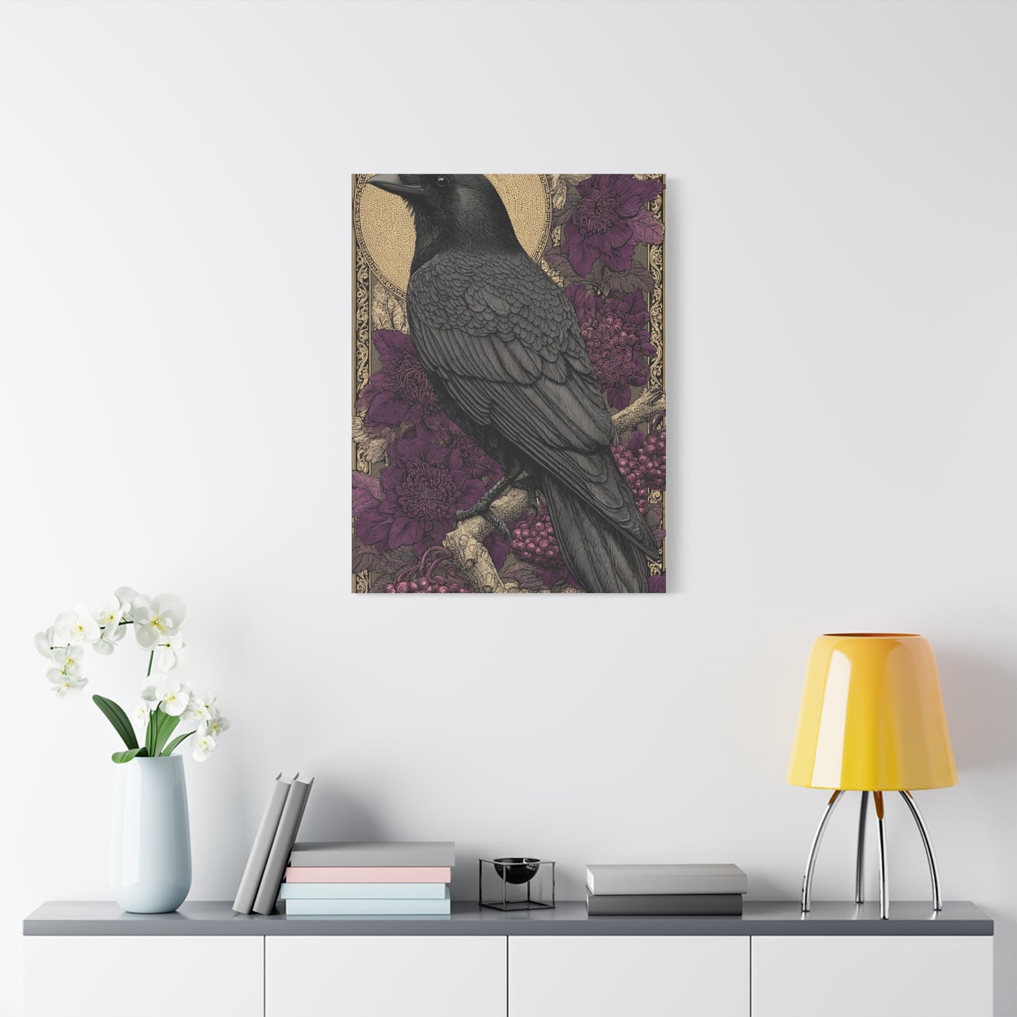 Dark Raven Moon Folk Wall Art & Canvas Print