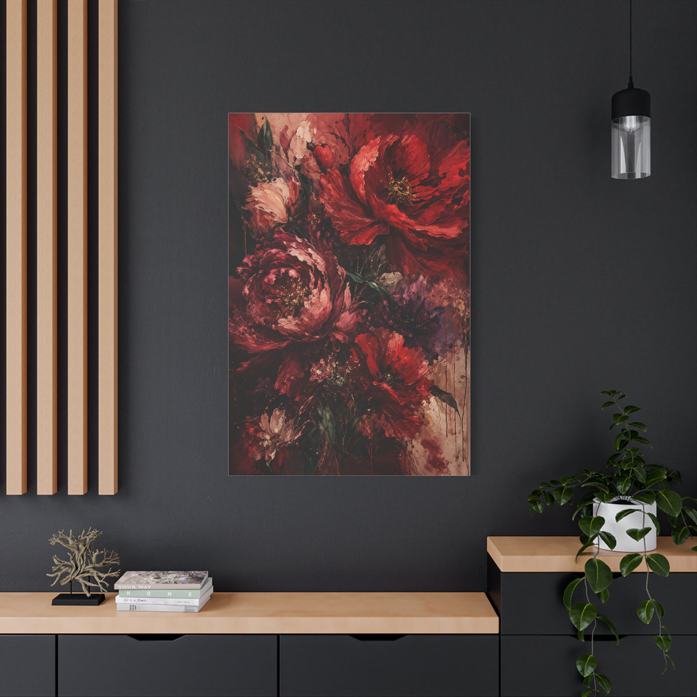 Red Floral Expressionist Painting Wall Art & Canvas Print