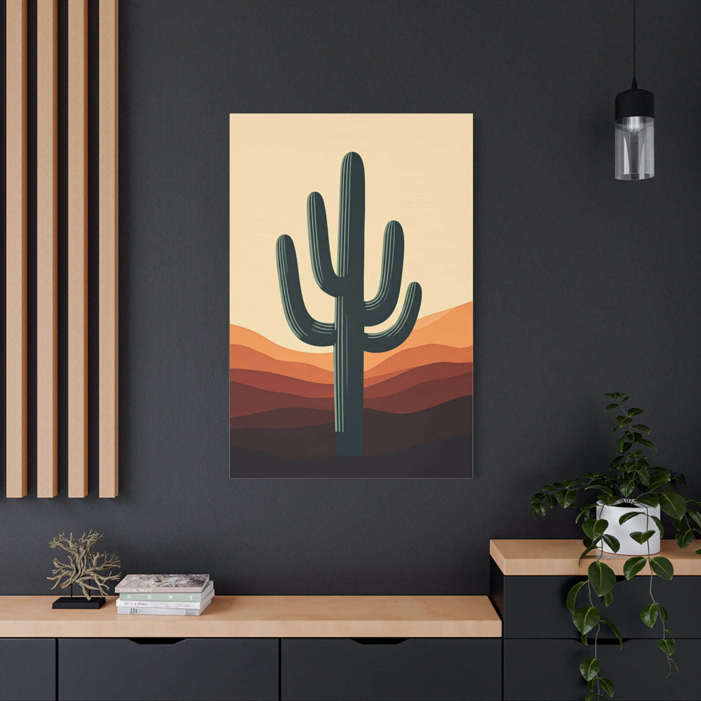 Layered Desert Landscape Saguaro Illustration Wall Art & Canvas Prints