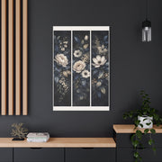 Navy Botanical Floral Triptych Wall Art & Canvas Print