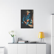 Whiskey Window Cowboy Painting Wall Art & Canvas Print