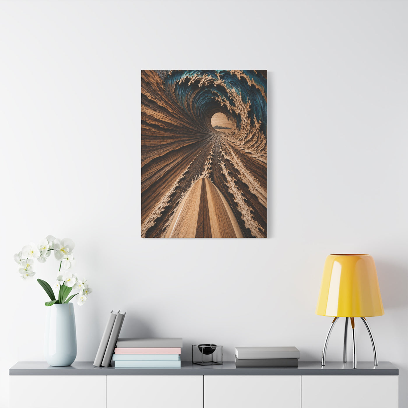 Wooden Barrel Tunnel Surf View Wall Art & Canvas Print