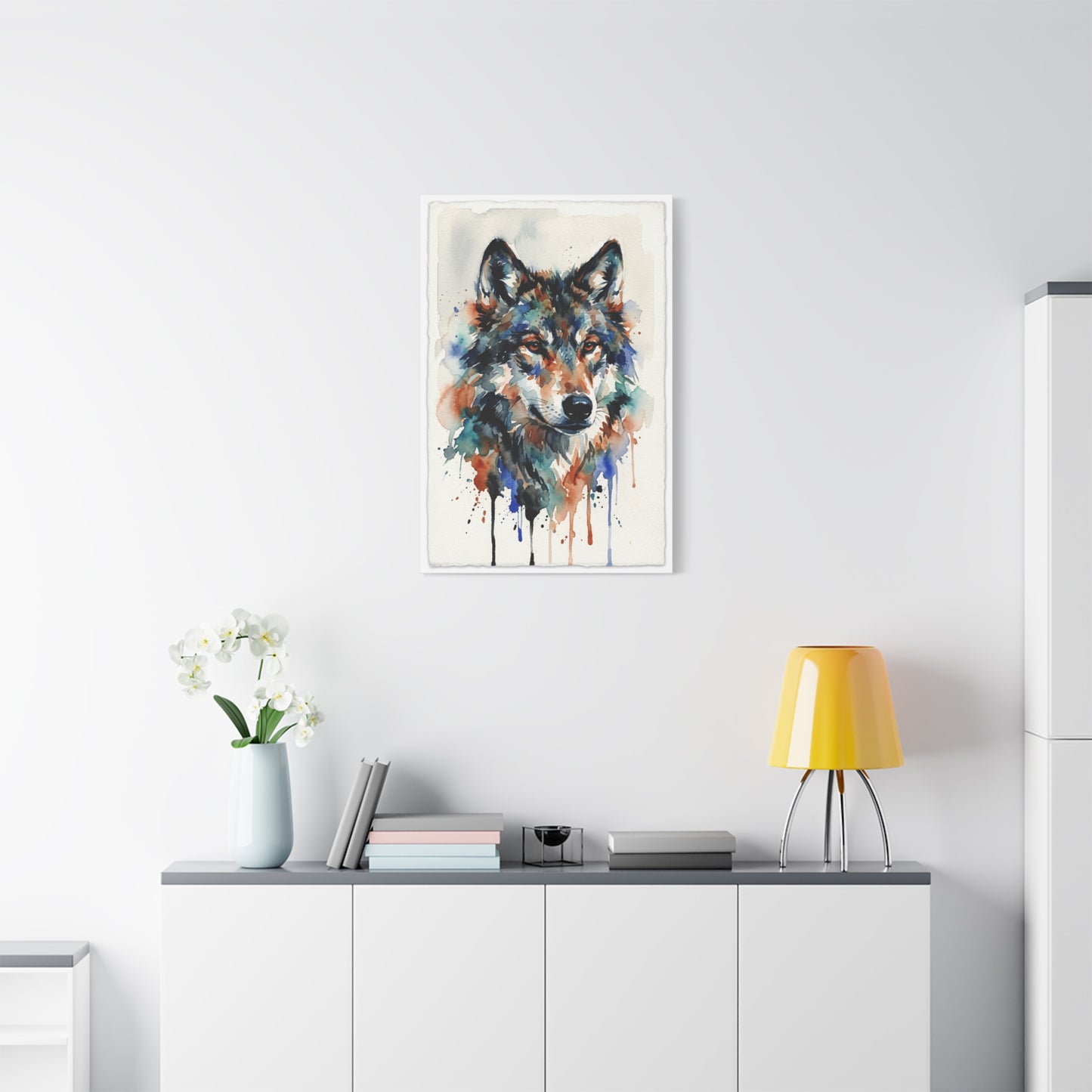 Watercolor Expression Wolf Portrait Abstract Wall Art & Canvas Print
