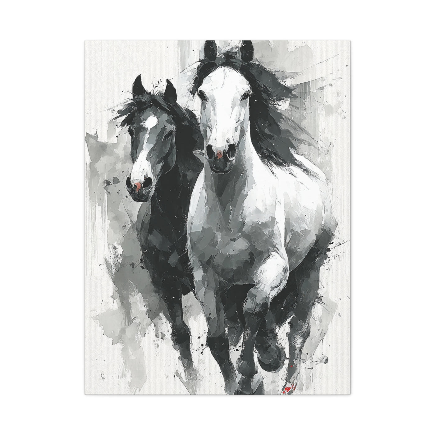 Monochrome Running Horses Abstract Wall Art & Canvas Print