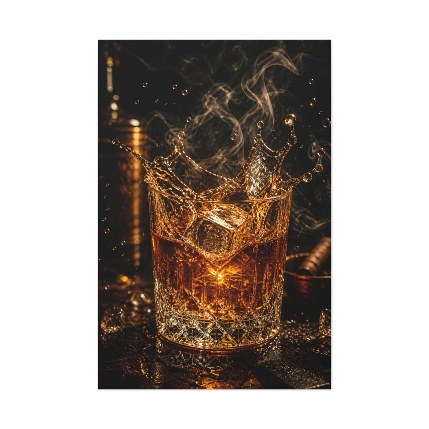 Whiskey Splash Crystal Tumbler Wall Art & Canvas Print