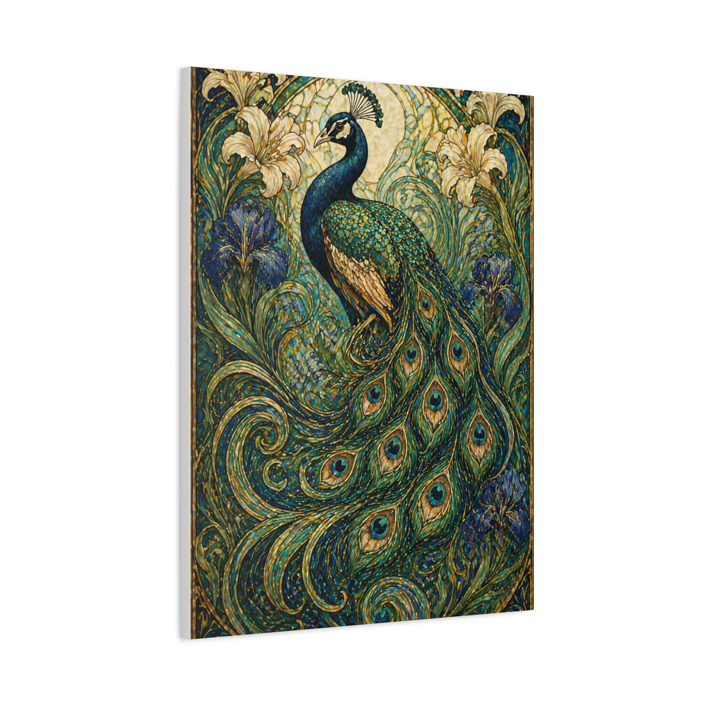 Art Nouveau Ornamental Peacock Garden Wall Art & Canvas Print