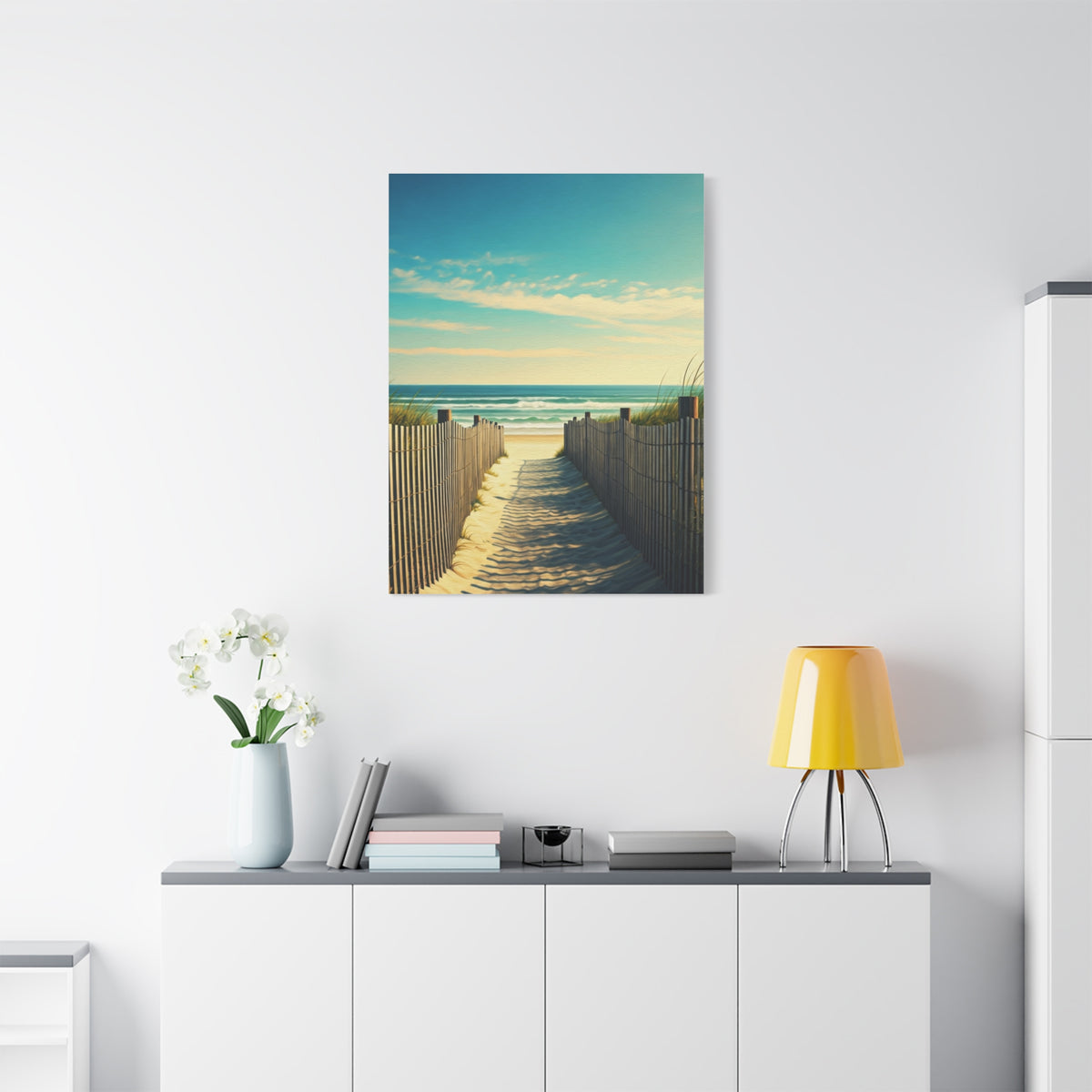 Sandy Fence Pathway to the Shore Wall Art & Canvas Prints