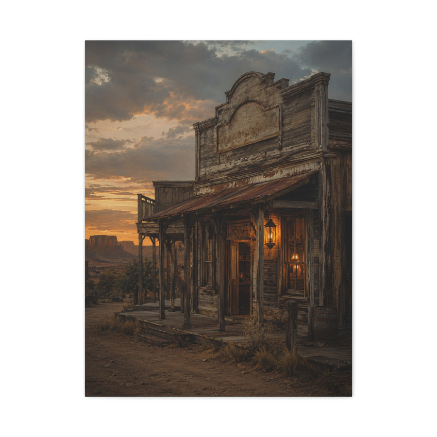 Old Town Western Saloon Exterior Scene Wall Art & Canvas Print