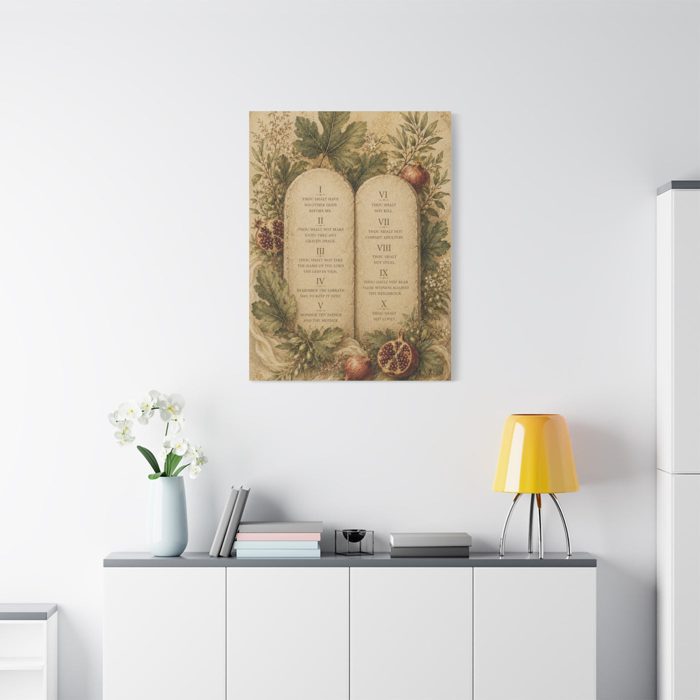 Ten Commandments Botanical Scripture Wall Art & Canvas Print