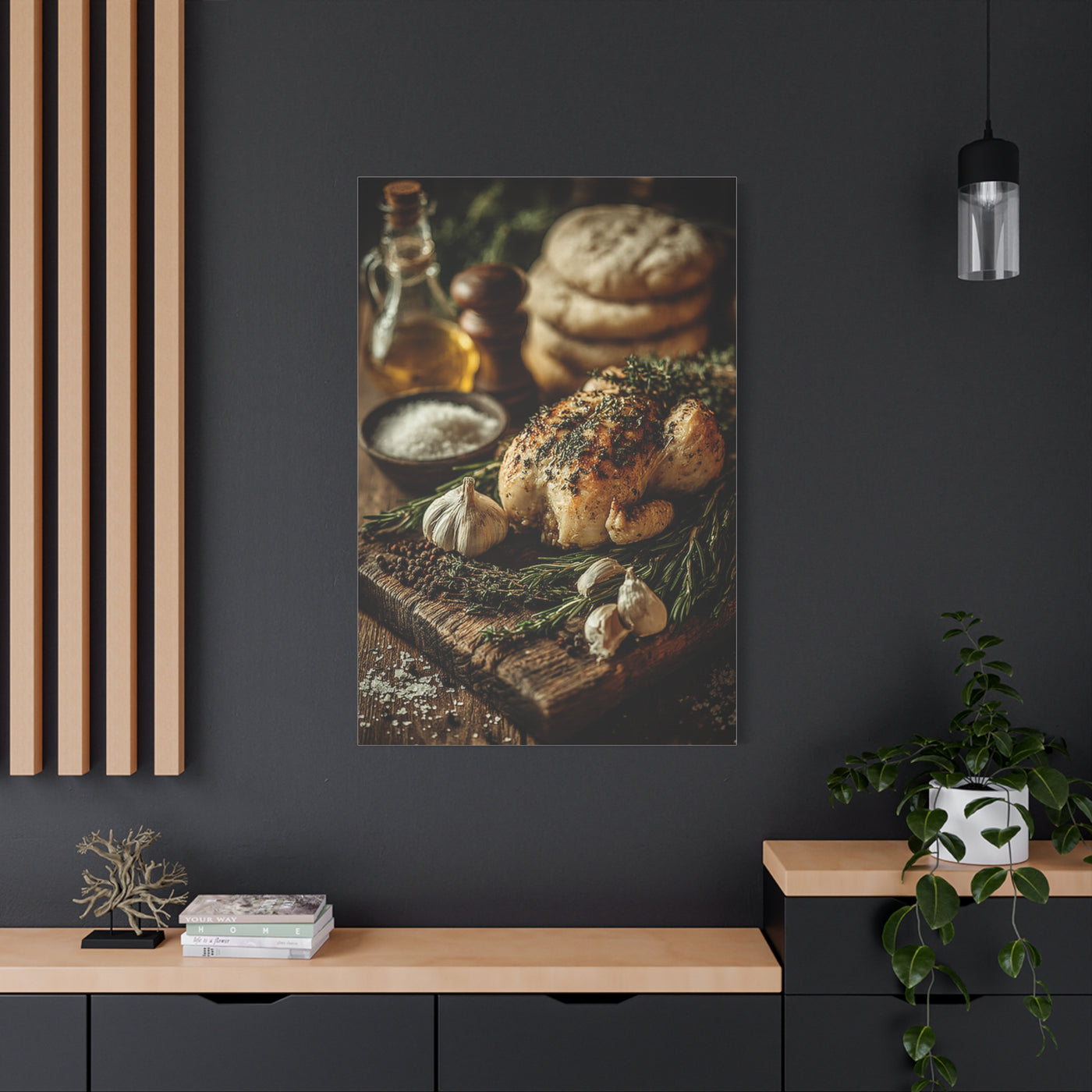 Herb Roasted Chicken Rustic Kitchen Wall Art & Canvas Print