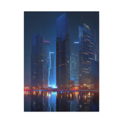 Futuristic Neon City Skyline Night Wall Art & Canvas Print