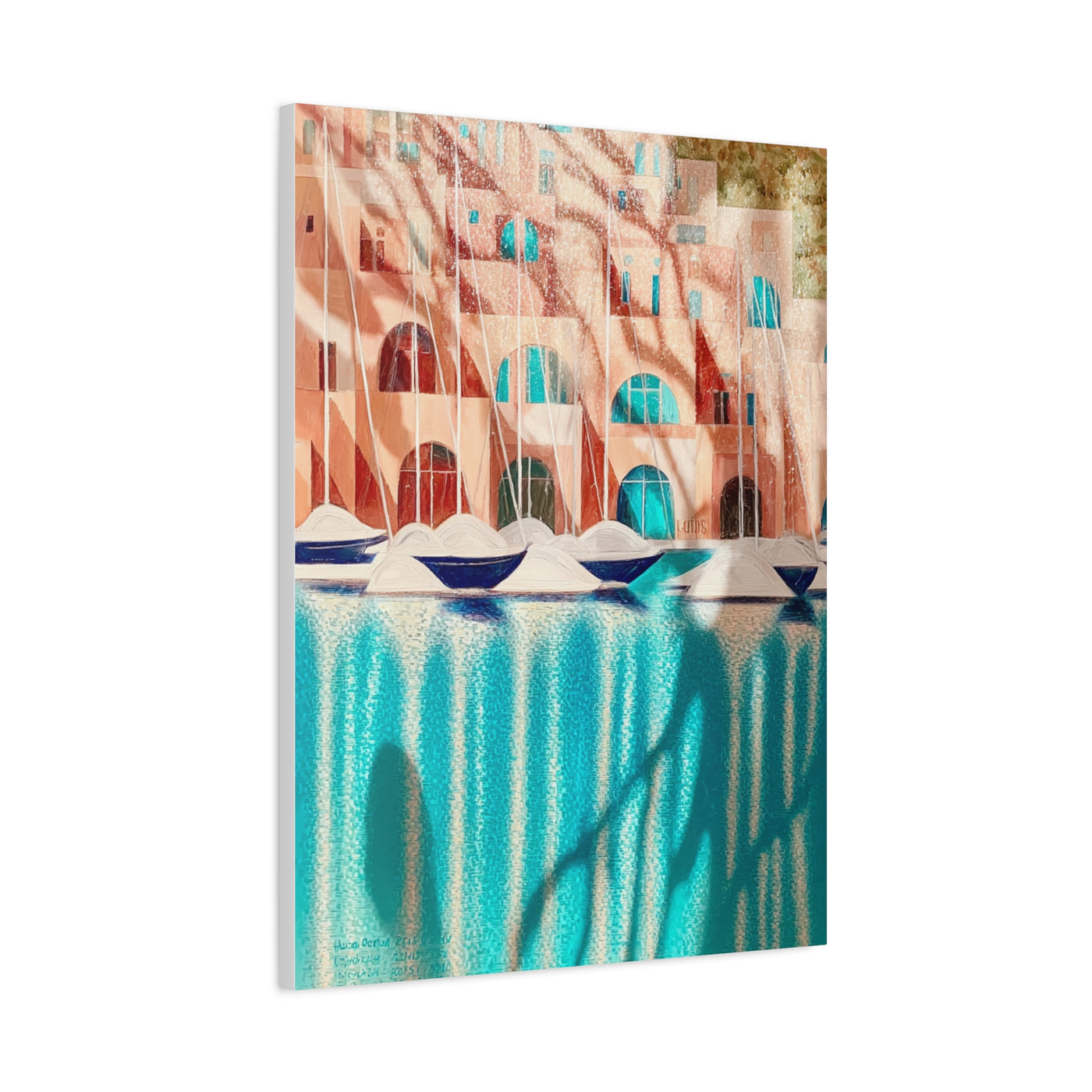 Modern Cubist Harbor Painting Wall Art & Canvas Print