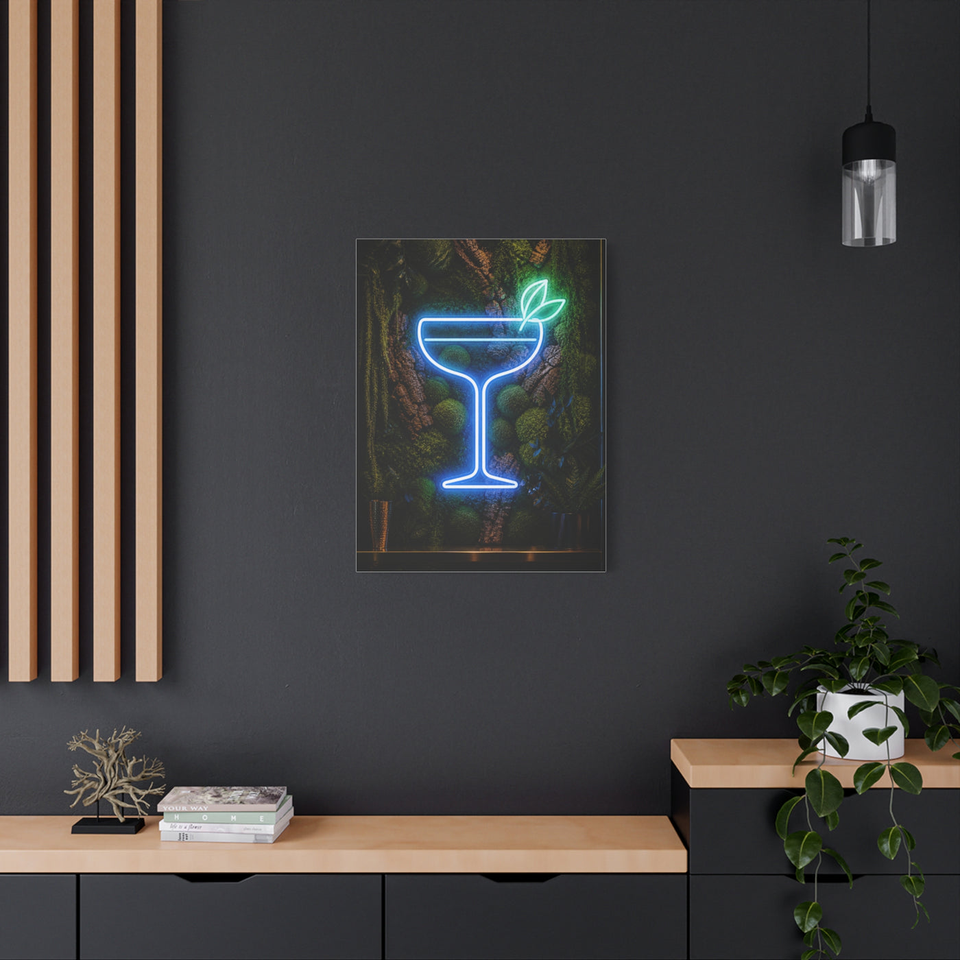 Moss Neon Cocktail Sculpture Wall Art & Canvas Print