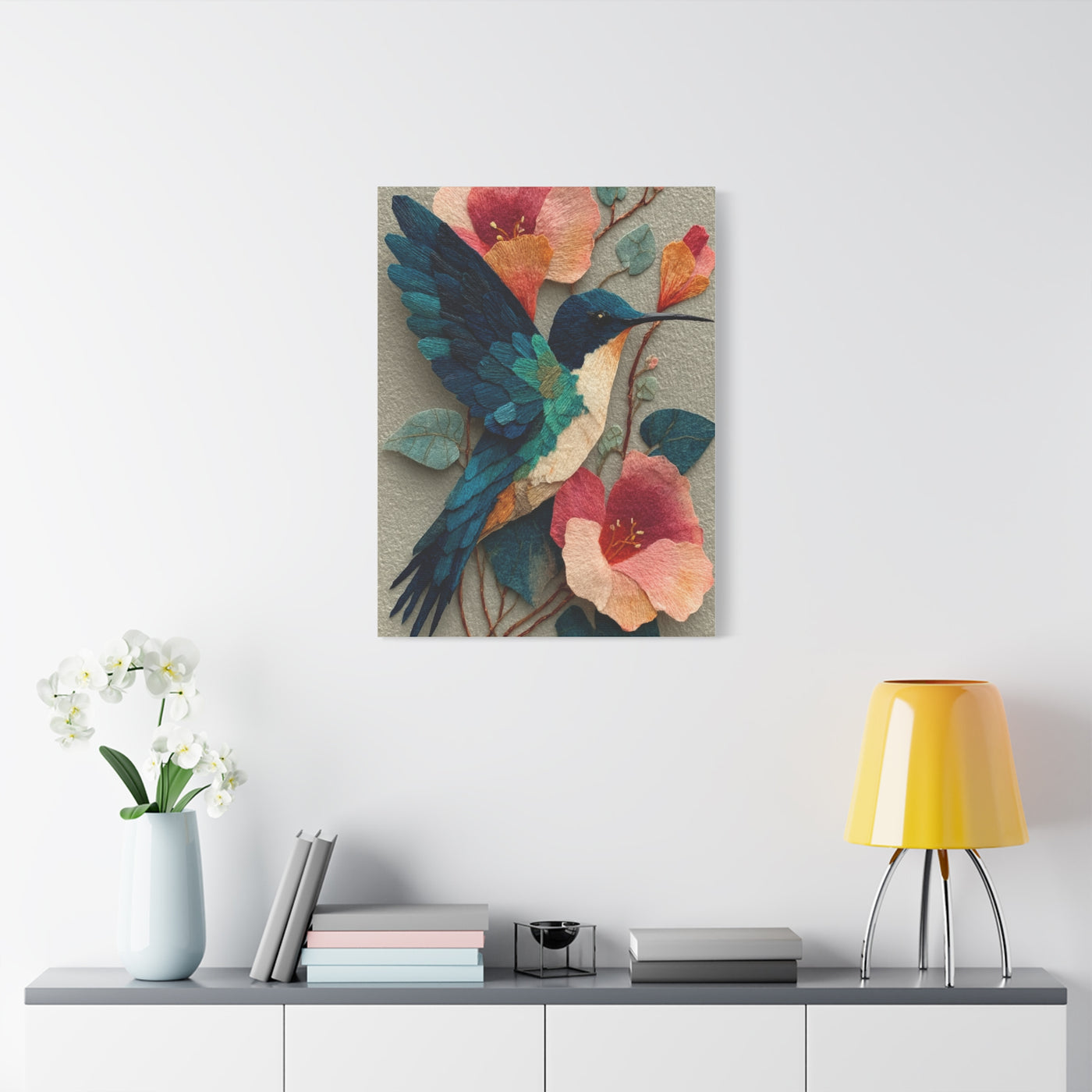 Hummingbird Botanical Collage Wall Art & Canvas Print