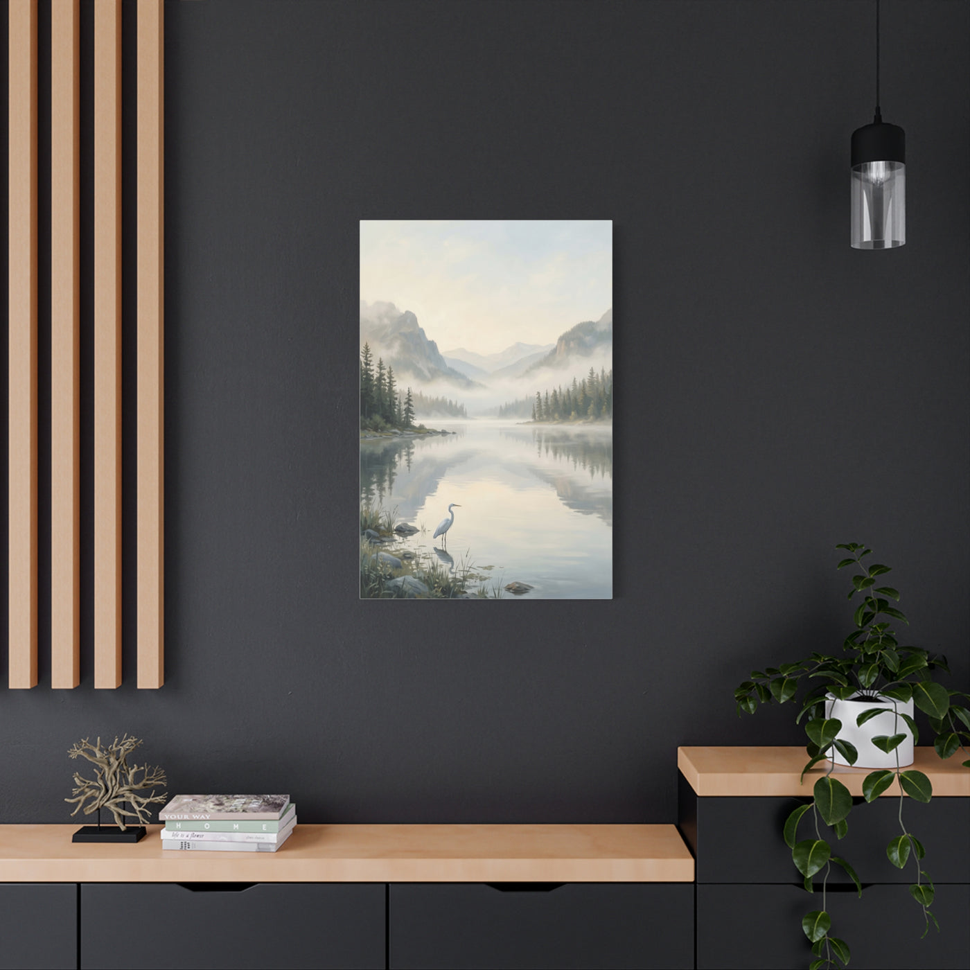 Be Still Mountain Lake Scripture Wall Art & Canvas Print