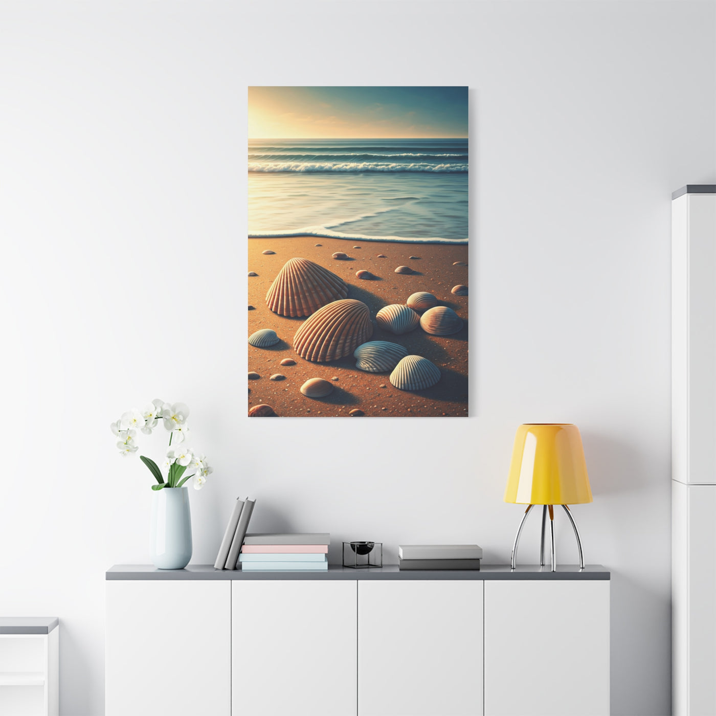 Seashell Collection on Warm Coastal Sand Wall Art & Canvas Prints