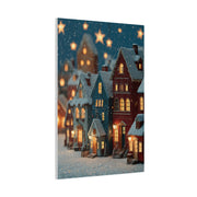 Nordic Winter Village Folk Scene Wall Art & Canvas Print