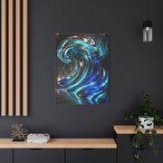 Glass & Steel Ocean Wave Architectural Sculpture Wall Art & Canvas Print