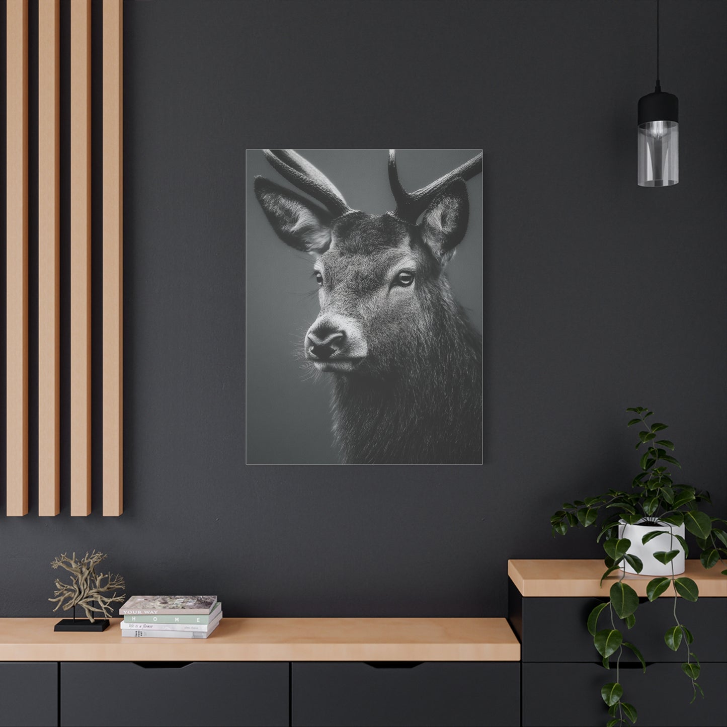 Highland Stag Moonlight Profile Wall Art & Canvas Print