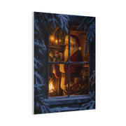 Snowy Cottage Window Santa Scene Wall Art & Canvas Print