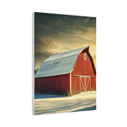 Red Winter Barn in Snow Wall Art & Canvas Prints