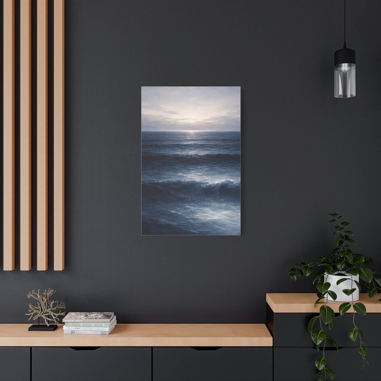 Calm Navy Ocean Horizon Wall Art & Canvas Print