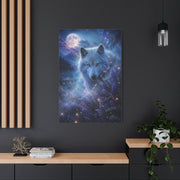 Moonlit White Wolf Portrait Wilderness Scene Wall Art & Canvas Print
