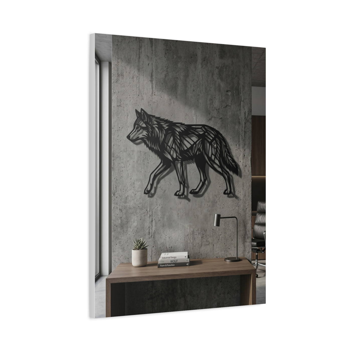 Geometric Line Wolf Wall Sculpture Panel Wall Art & Canvas Print