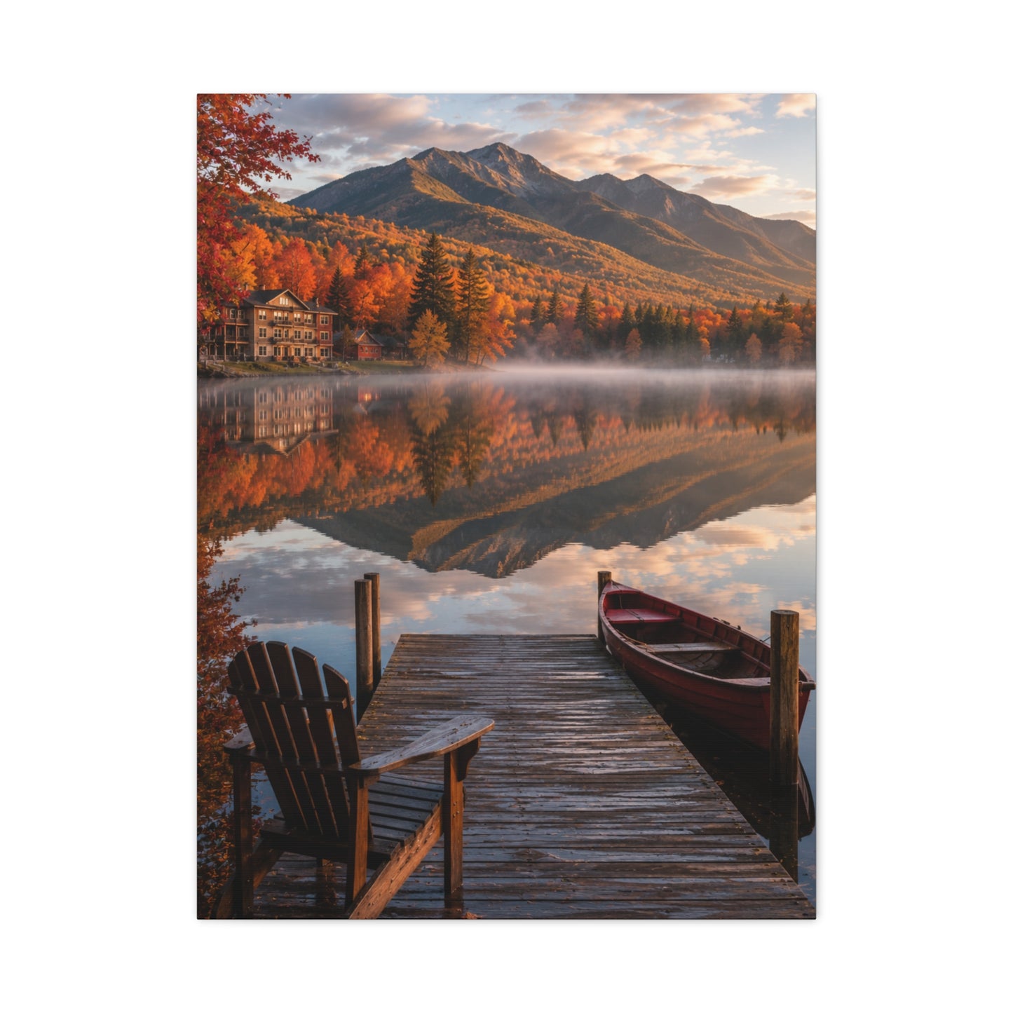 Adirondack Mirror Lake Autumn Wall Art & Canvas Print