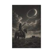 Cowgirl Moon Lasso Silhouette Scene Wall Art & Canvas Print