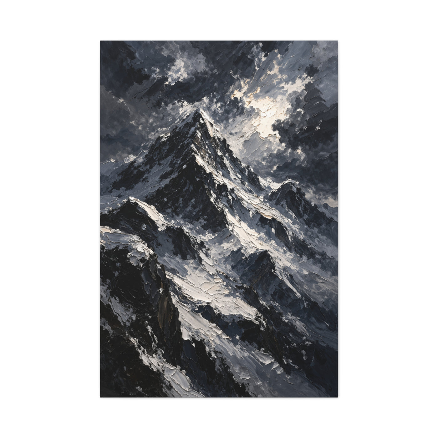 Impasto Oil Alpine Peak Wall Art & Canvas Print