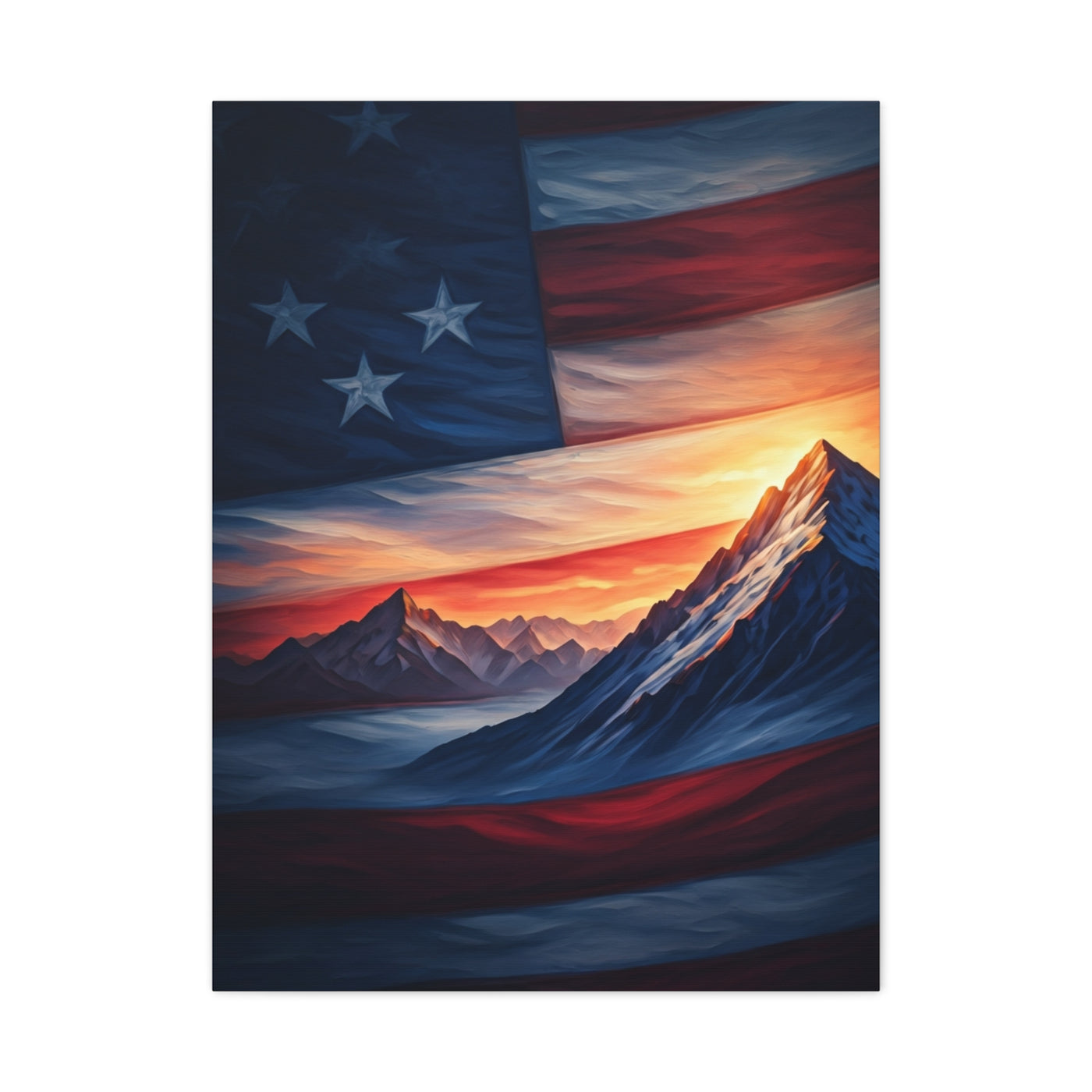 Mountain Horizon American Flag Tribute Wall Art & Canvas Prints