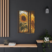 Golden Light Stained Glass Sunflower Wall Art & Canvas Print