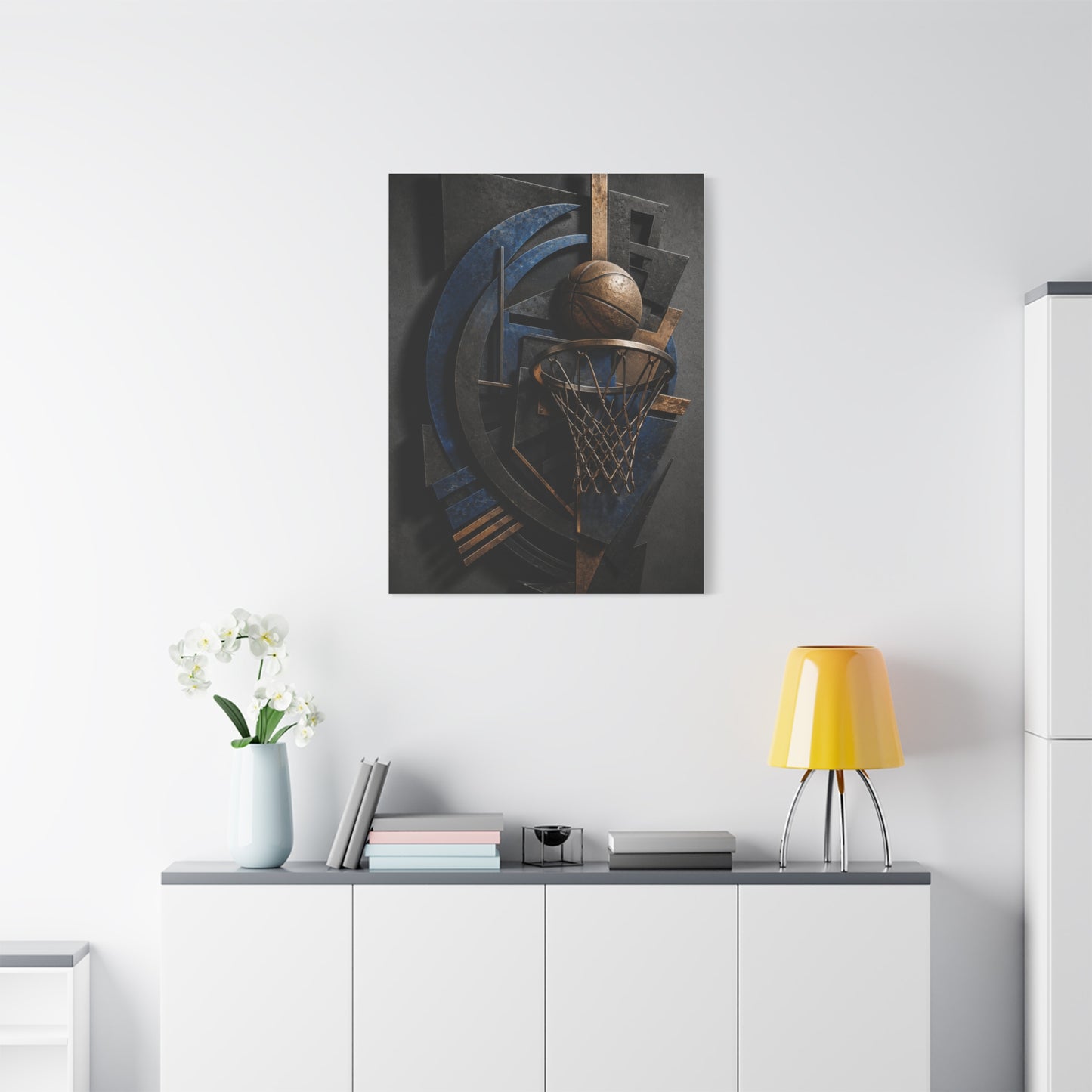 Layered Metal Basketball Sculpture Sports Wall Art & Canvas Print