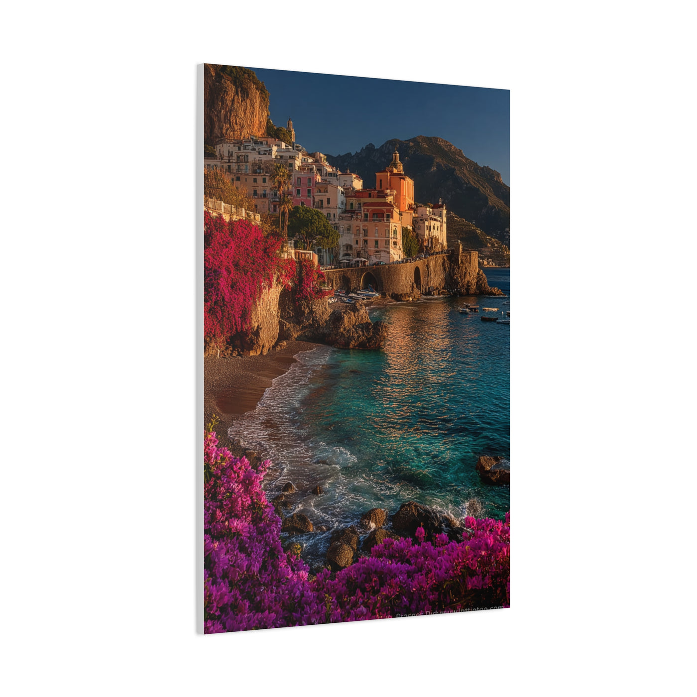 Amalfi Coast Bougainvillea Cliffs Wall Art & Canvas Print