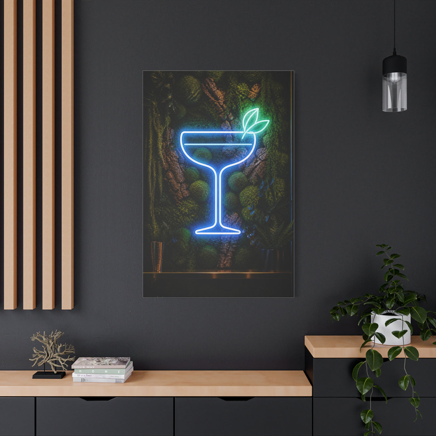 Moss Neon Cocktail Sculpture Wall Art & Canvas Print
