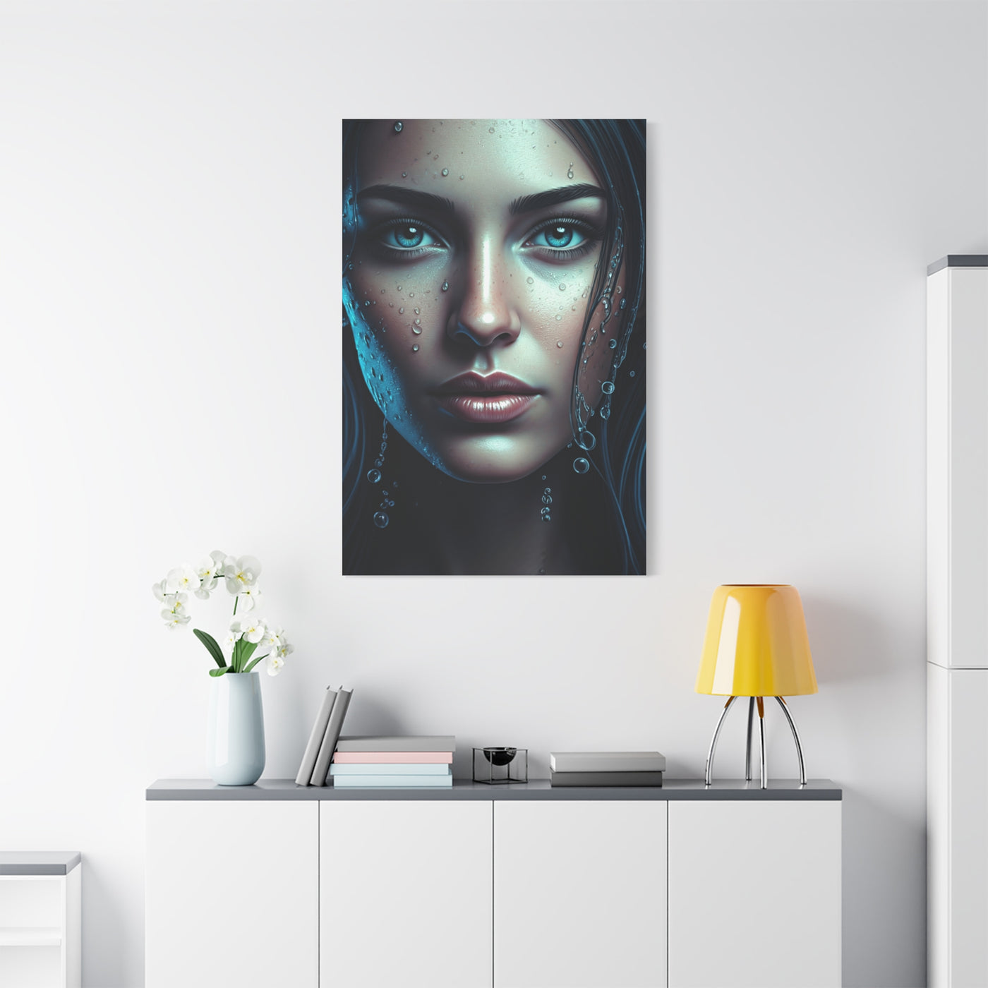 Intimate Blue Portrait with Beaded Accents Wall Art & Canvas Prints