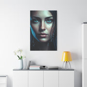 Intimate Blue Portrait with Beaded Accents Wall Art & Canvas Prints