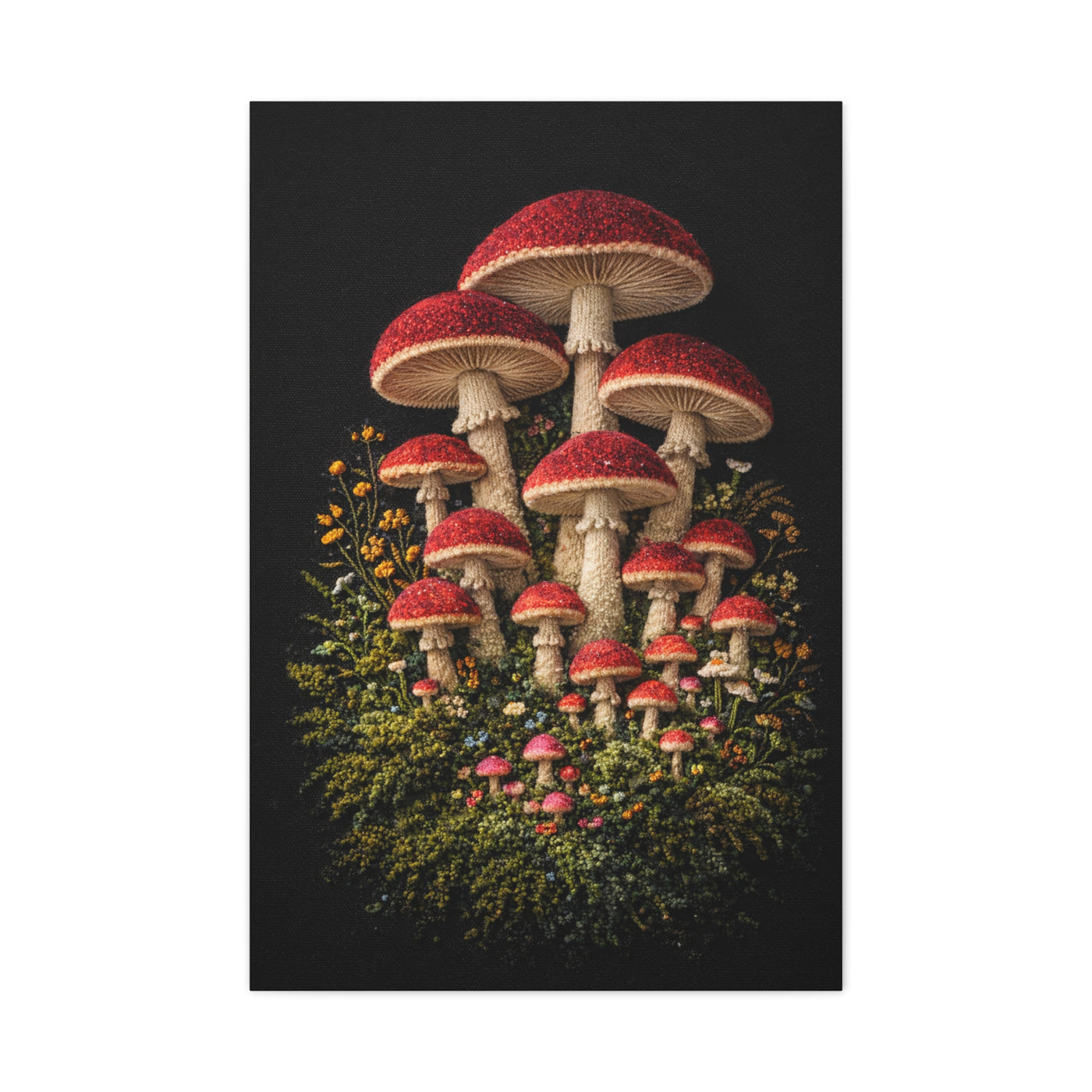 Mushroom Embroidered & Tufted Textile Art Wall Art & Canvas Print
