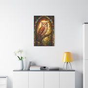 Stained Glass Forest Owl Window Wall Art & Canvas Print