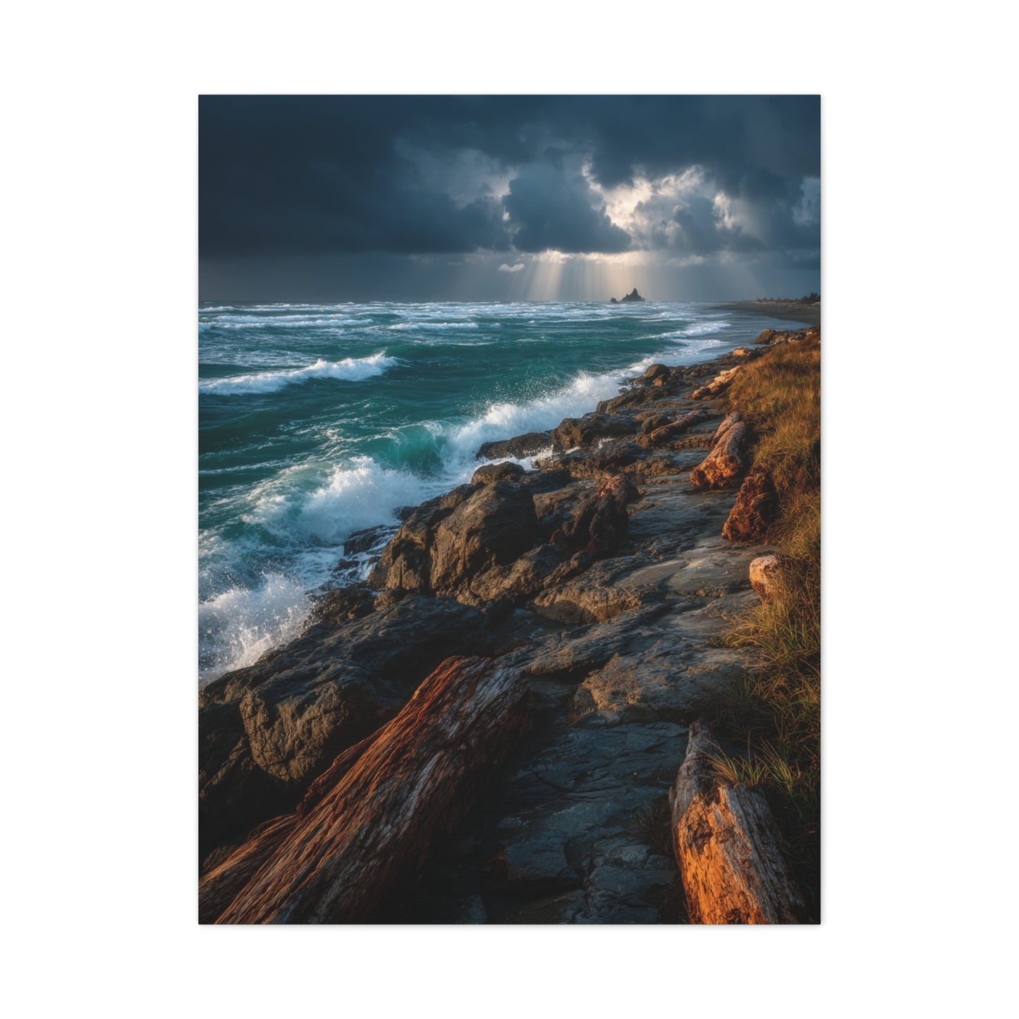 Storm Coast Driftwood Shoreline Wall Art & Canvas Print