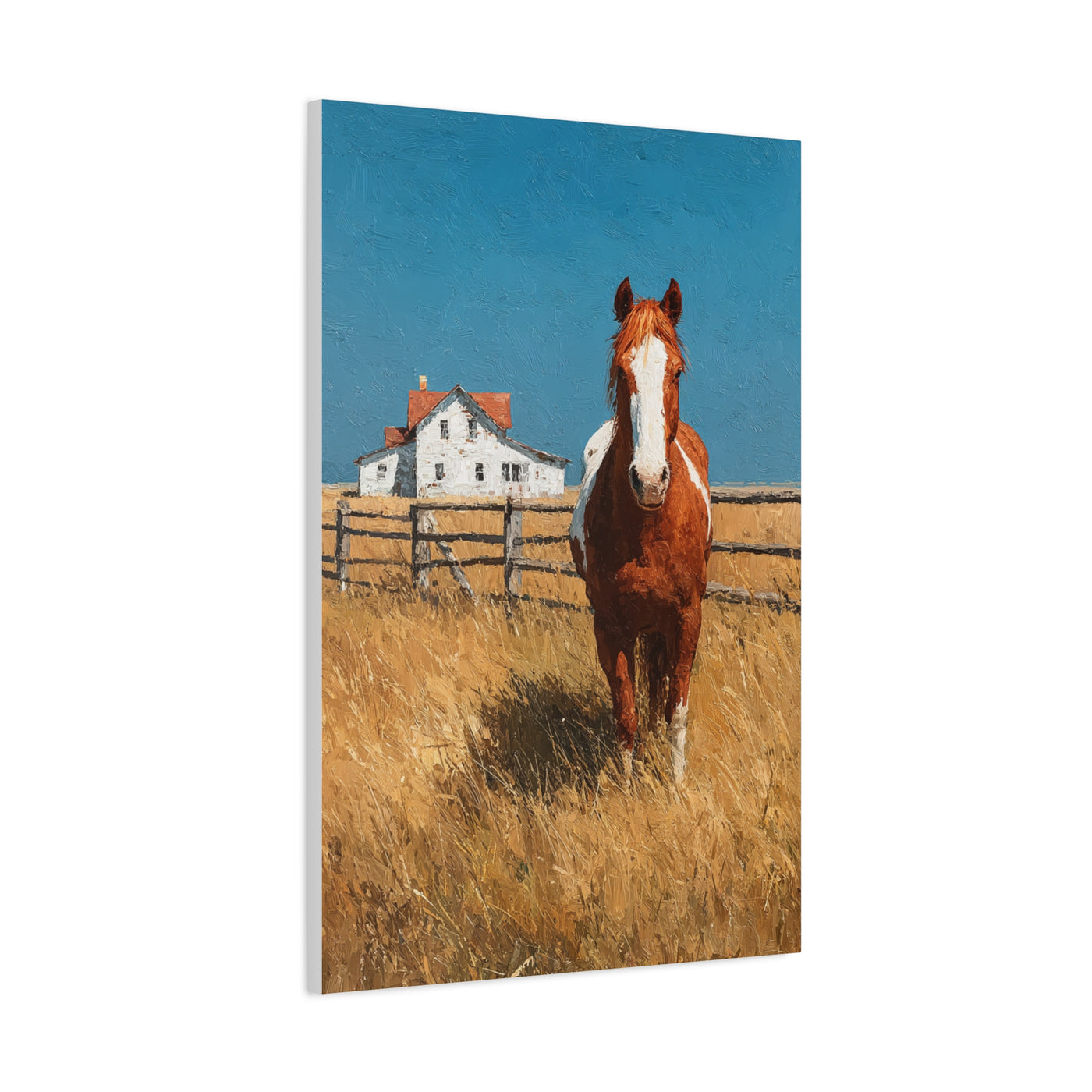 Chestnut Horse Farm Meadow Wall Art & Canvas Print