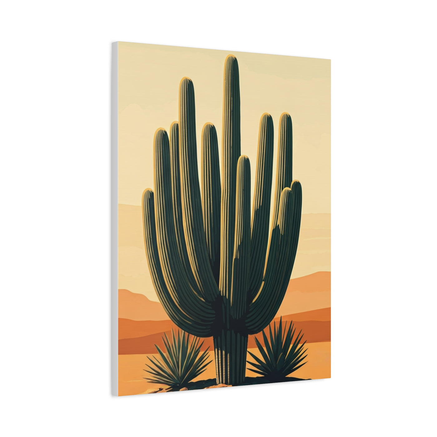 Golden Desert Saguaro Illustration Wall Art & Canvas Prints