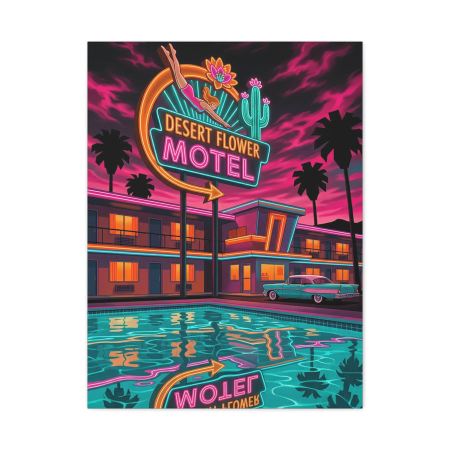 Retro Desert Flower Motel Pop-Art Wall Art & Canvas Print